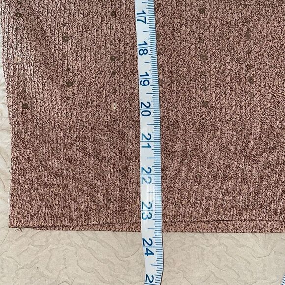 Alfani Womens Metallic Sweater Crew Neck Sequins Long Sleeve Ribbed Pink Large - Picture 7 of 7